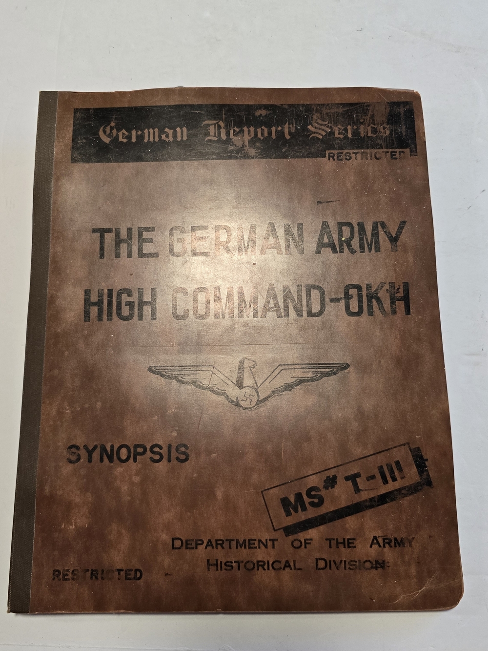 Vintage 1949 US Army German Report Series German Army High Command OKH MS# T-III